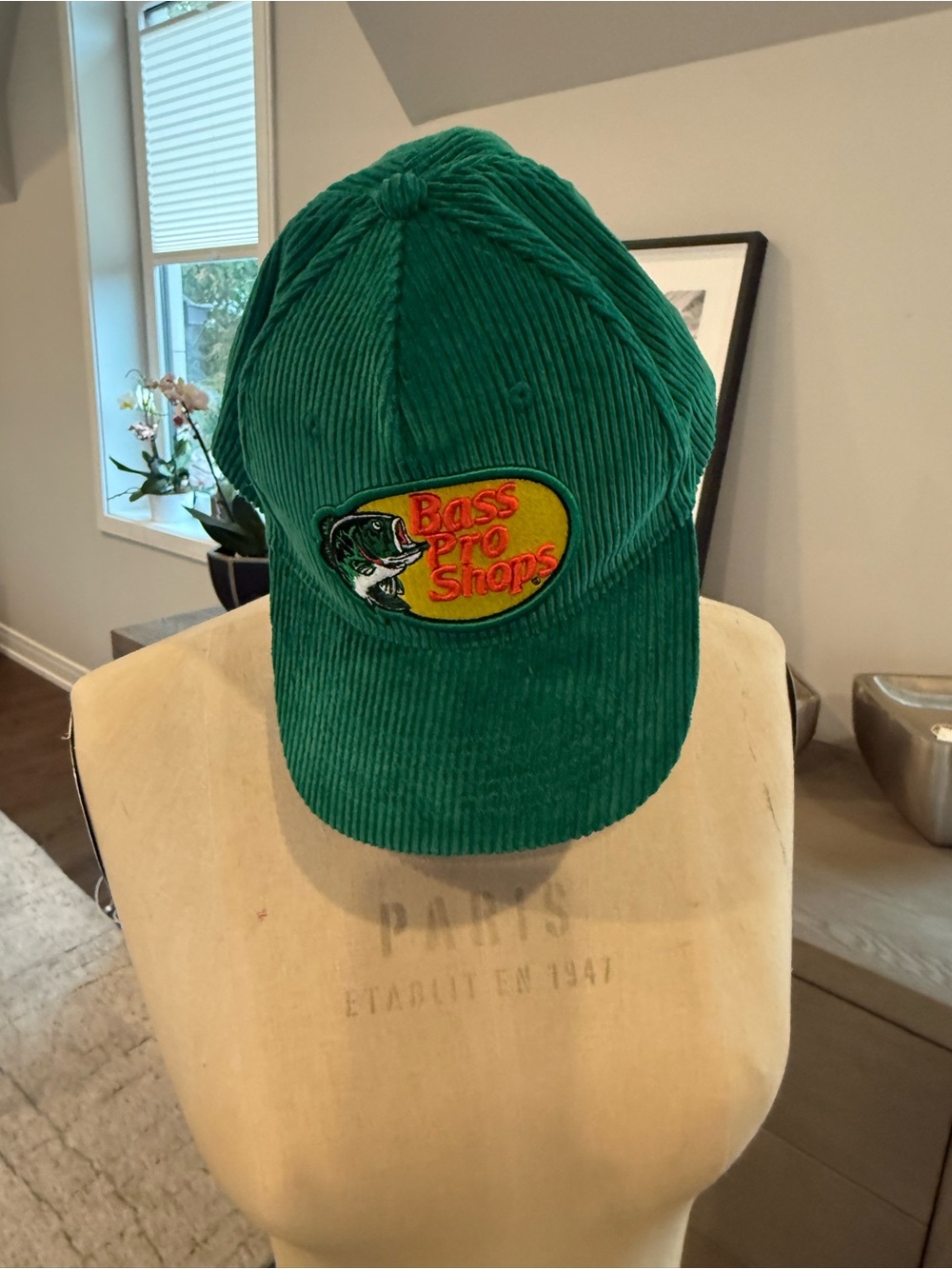 Bass Pro Shops Emerald Green Corduroy Cap with Logo Patch